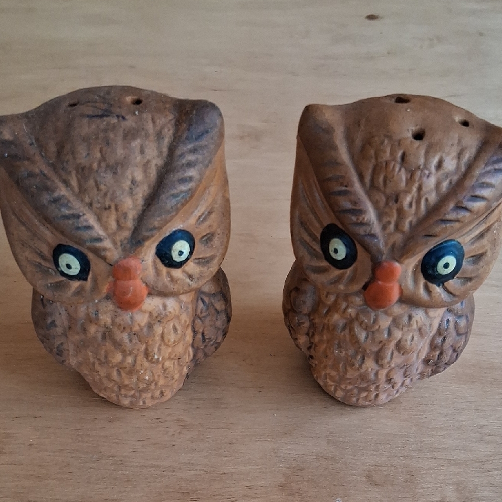 Source Unknown Brown Owl Salt and Pepper Shakers